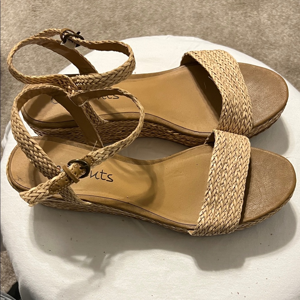 Coconuts by Matisse Braided Strap Wedge Sandals in Natural Tan - Picture 2 of 11